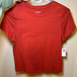 Old Navy Rust Red Casual Slightly Cropped T Shirt - NWT
